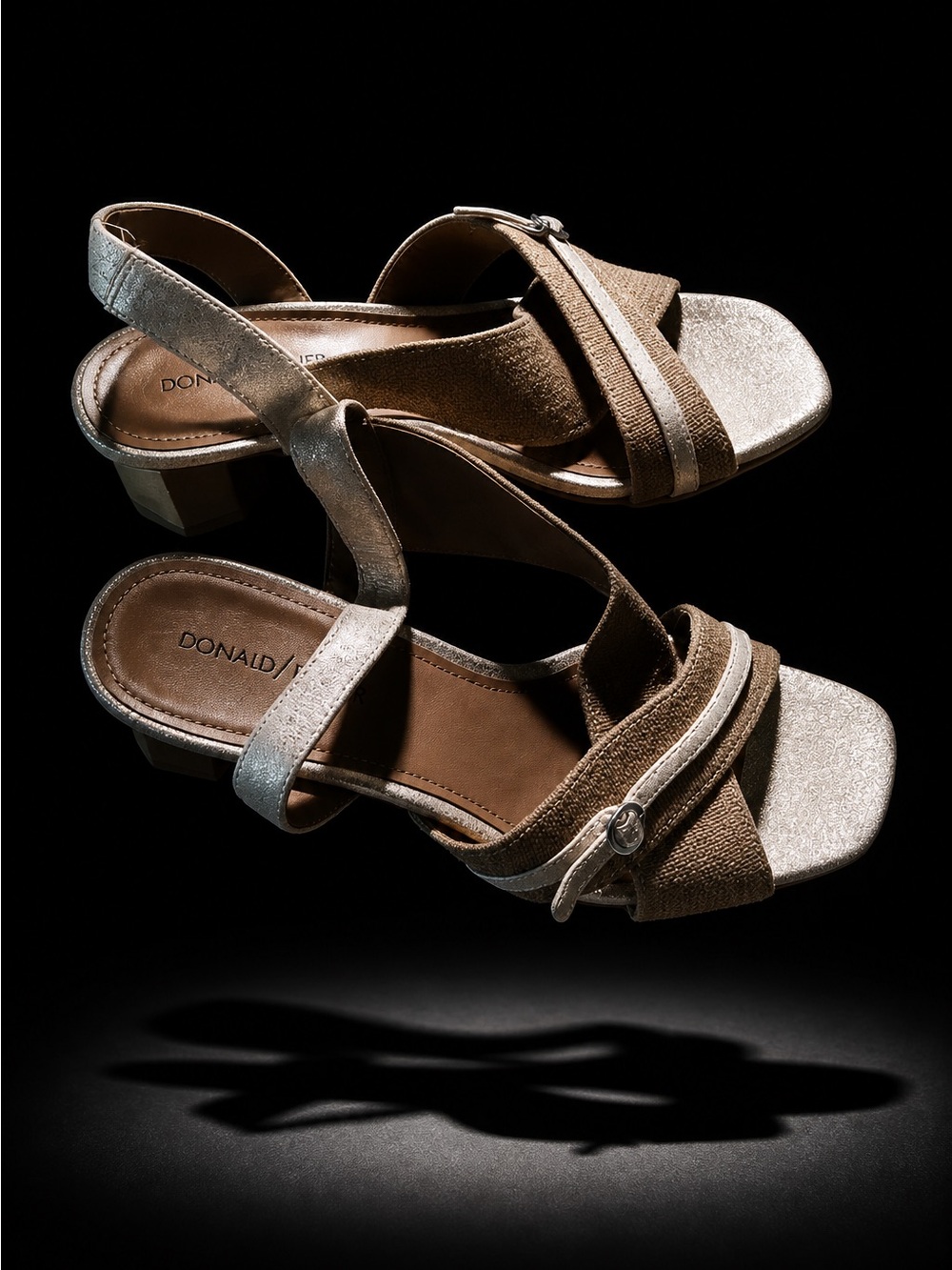 Donald Pliner « Radly” Shimmery Beige-Taupe Crisscross Slingback Heels  Sandals